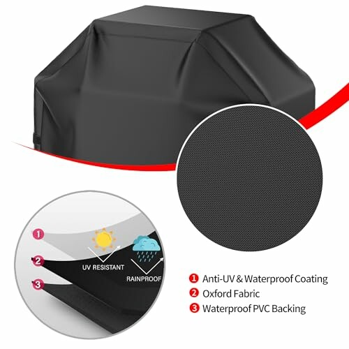 Black grill cover with anti-UV and waterproof features