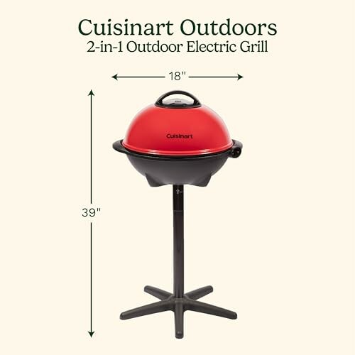 Cuisinart 2-in-1 Outdoor Electric Grill with dimensions