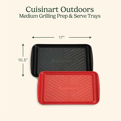 Cuisinart Outdoors medium grilling prep and serve trays, red and black, 17x10.5 inches.