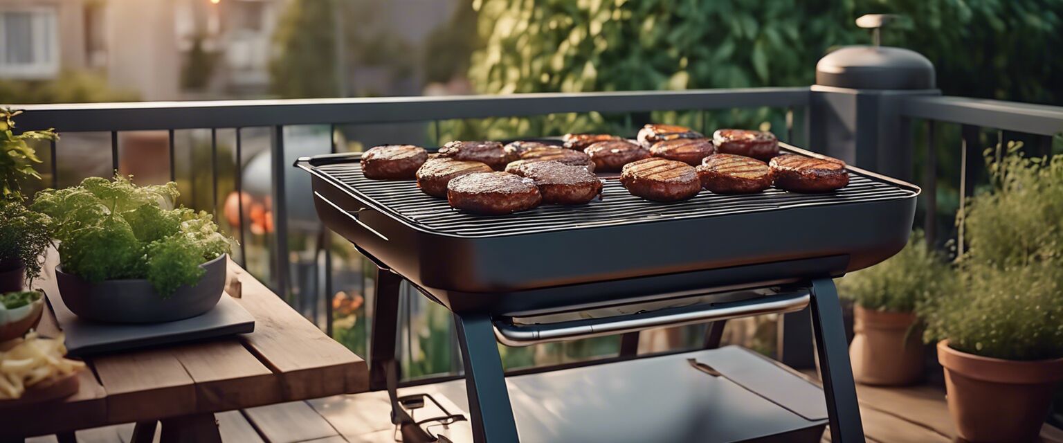 Electric grill with burgers