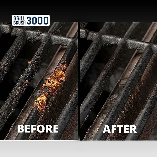 Comparison of grill grates before and after cleaning.