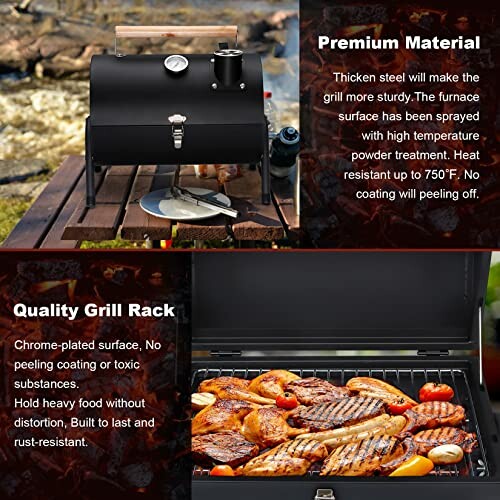 Portable grill with premium material and quality grill rack